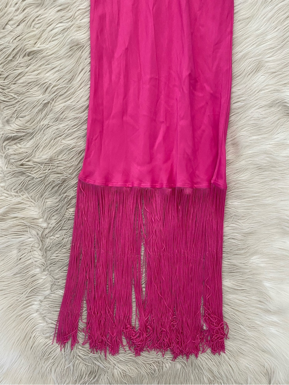 Camila Coelho Payton Maxi Dress Hot Pink Halter Neck Sleeveless Fringe Hem S - Picture 8 of 11